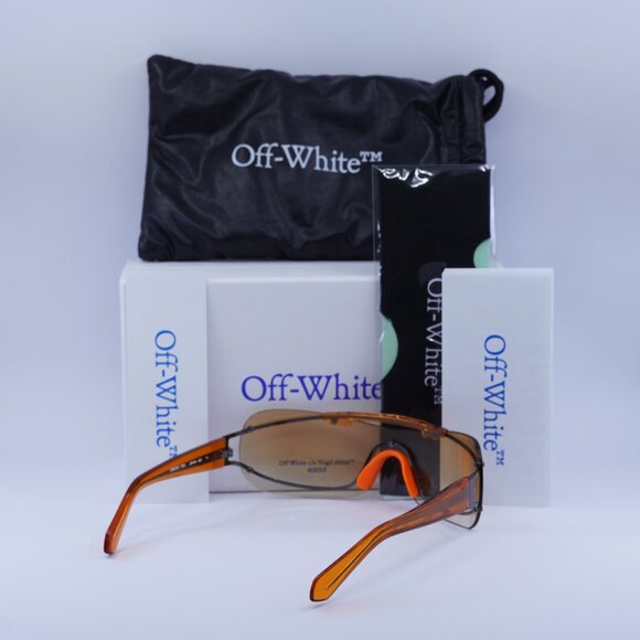 Off-White OERI103 BIG WHARF 7720 Shield Sunglasses – Gunmetal/Orange
